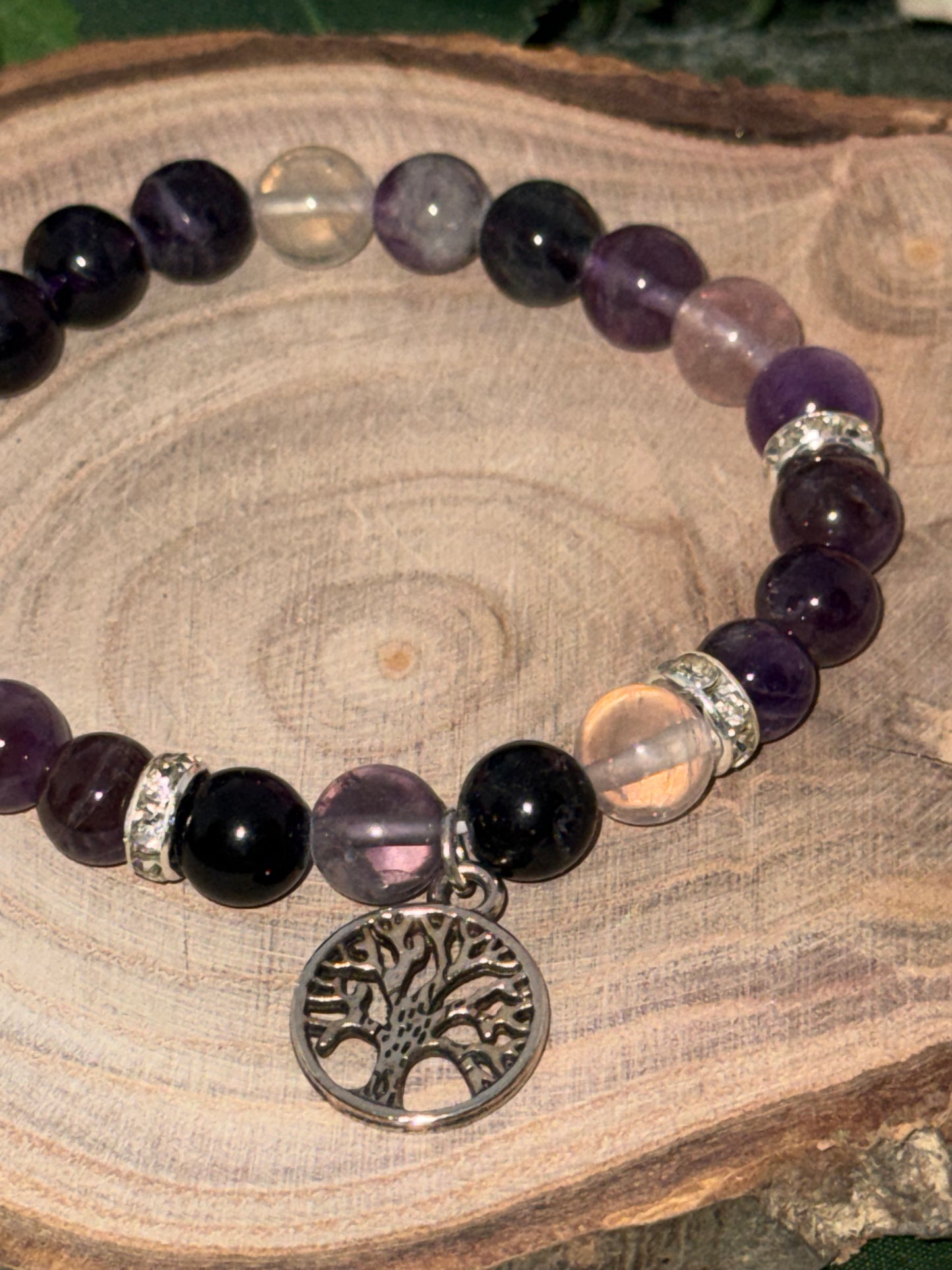 Amethyst - Fluorit Lebensbaum Armband