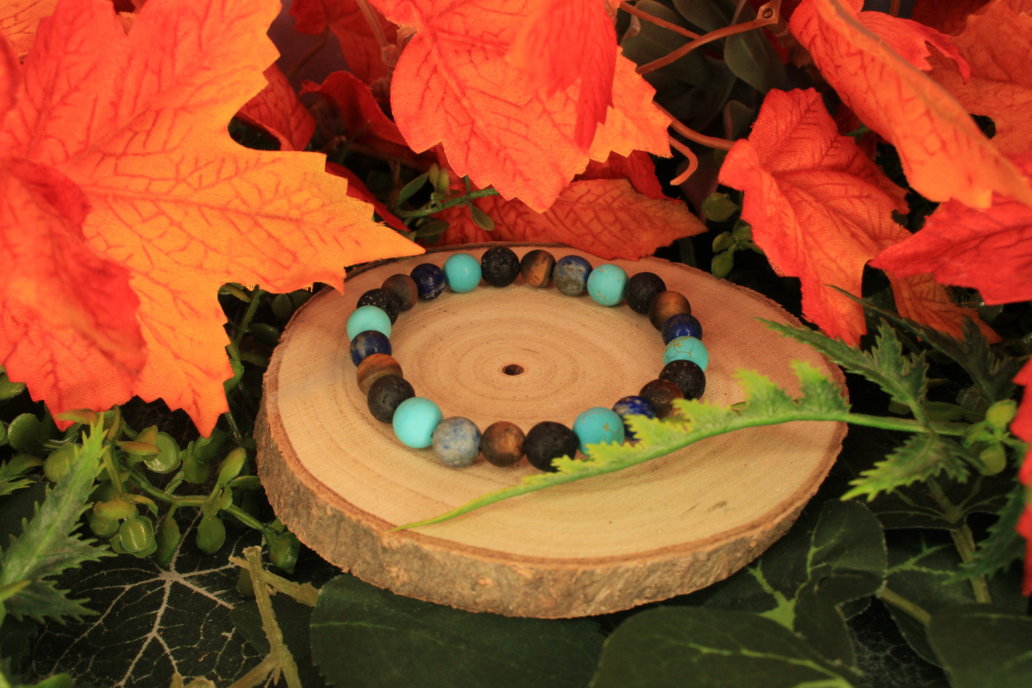 Lavastein Tigerauge Sodalith Türkis Armband