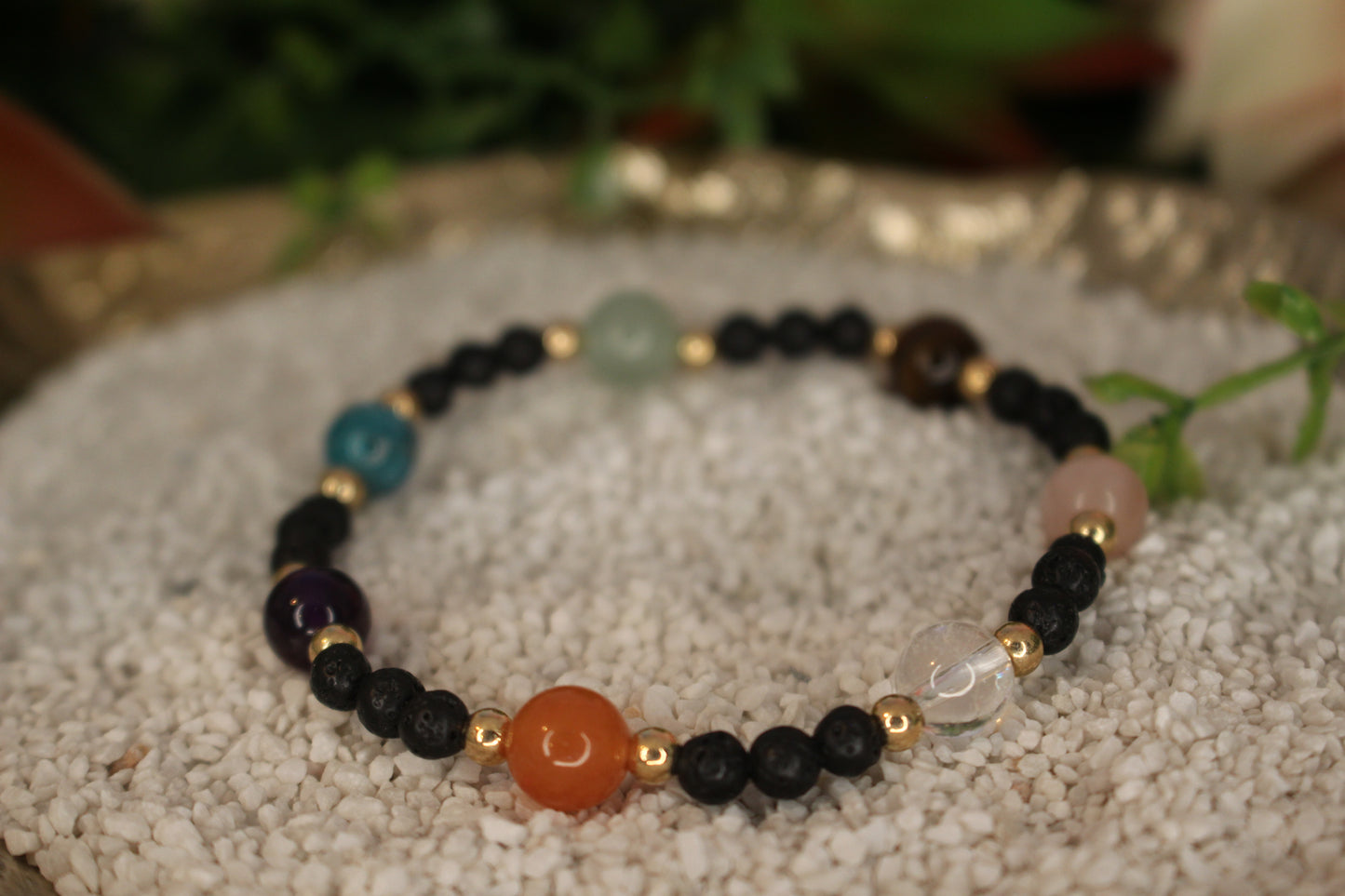 7 Chakra Lavastein Armband