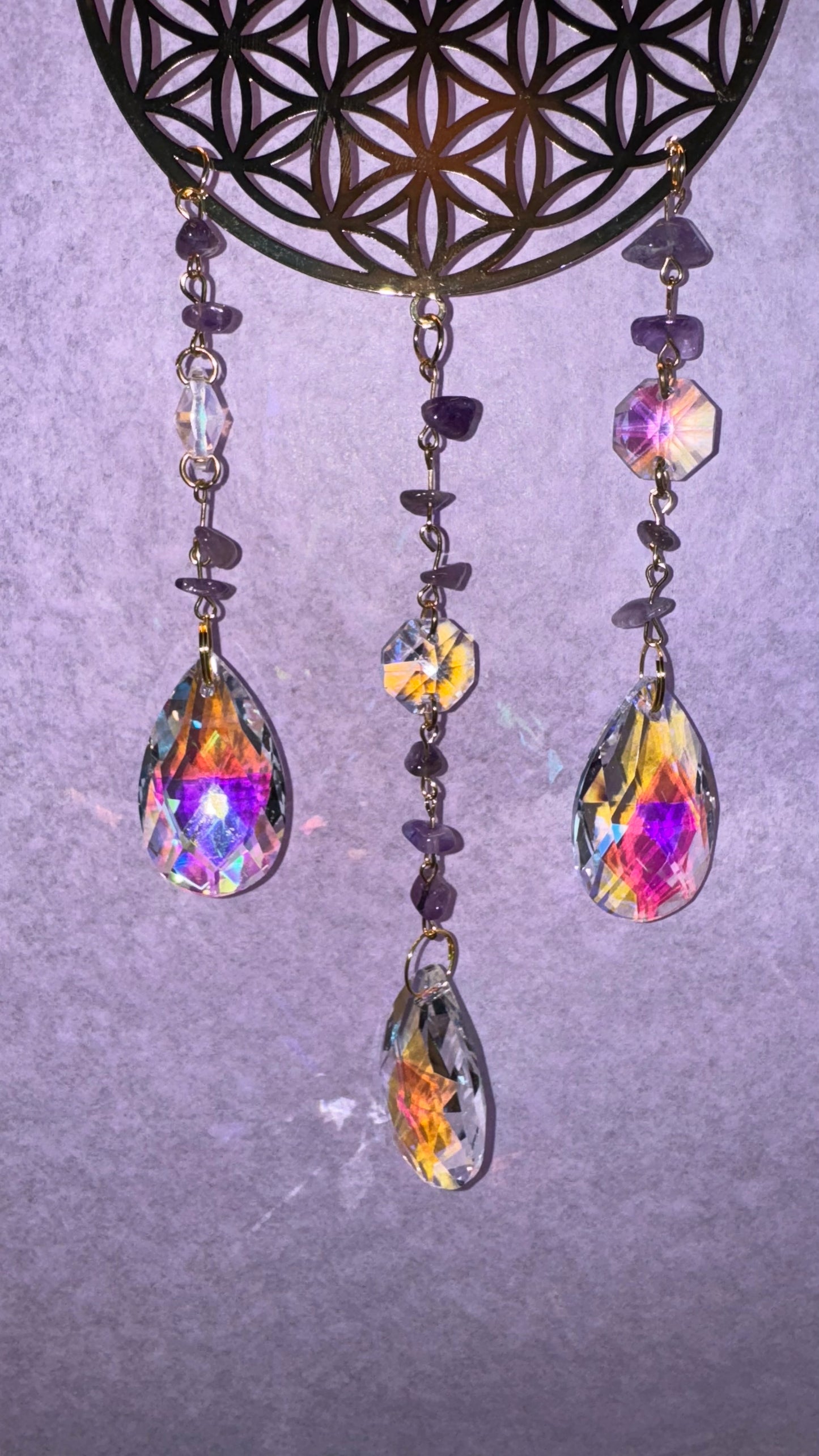 Blume des Lebens Sonnenfänger Amethyst