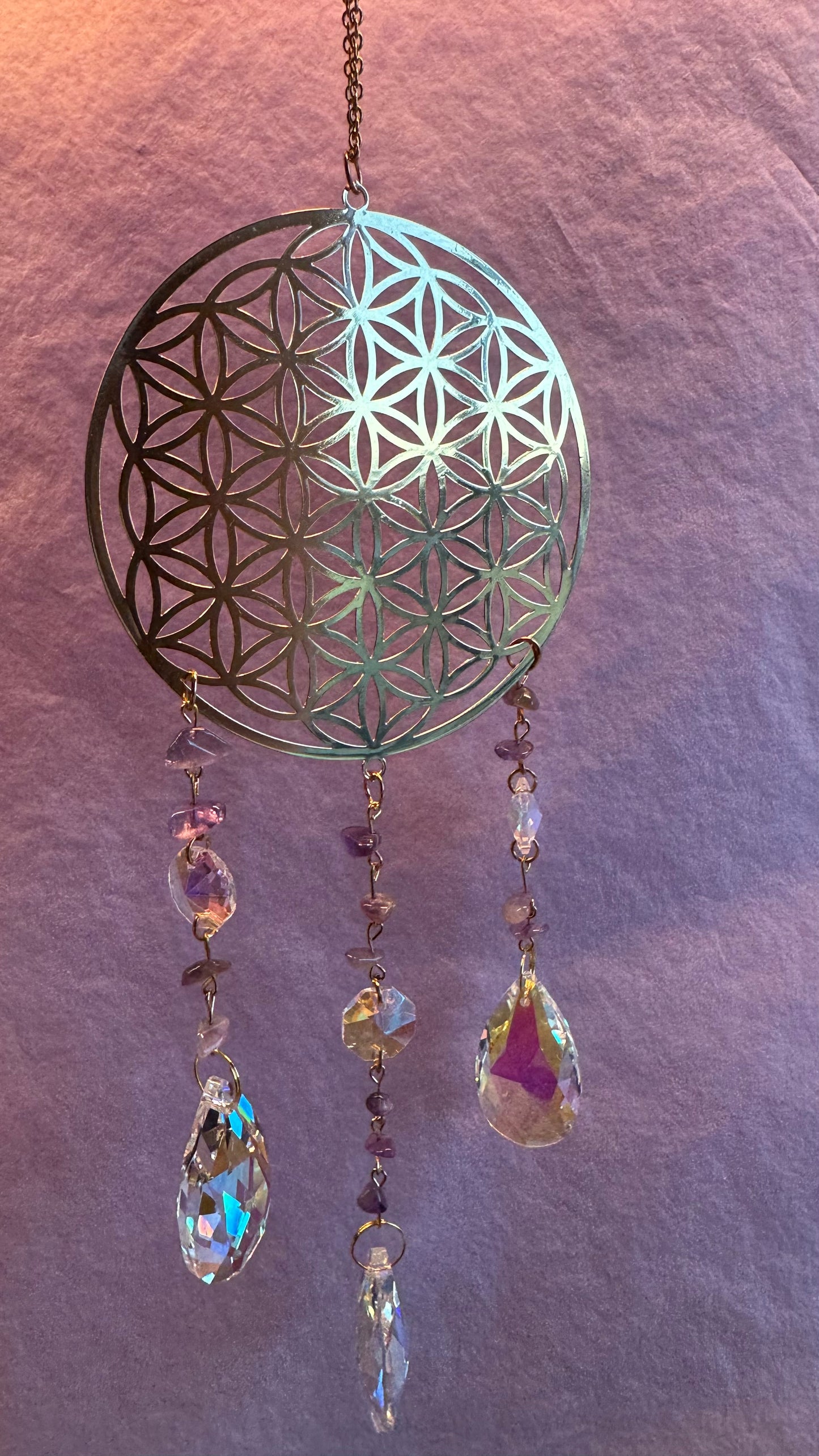 Blume des Lebens Sonnenfänger Amethyst