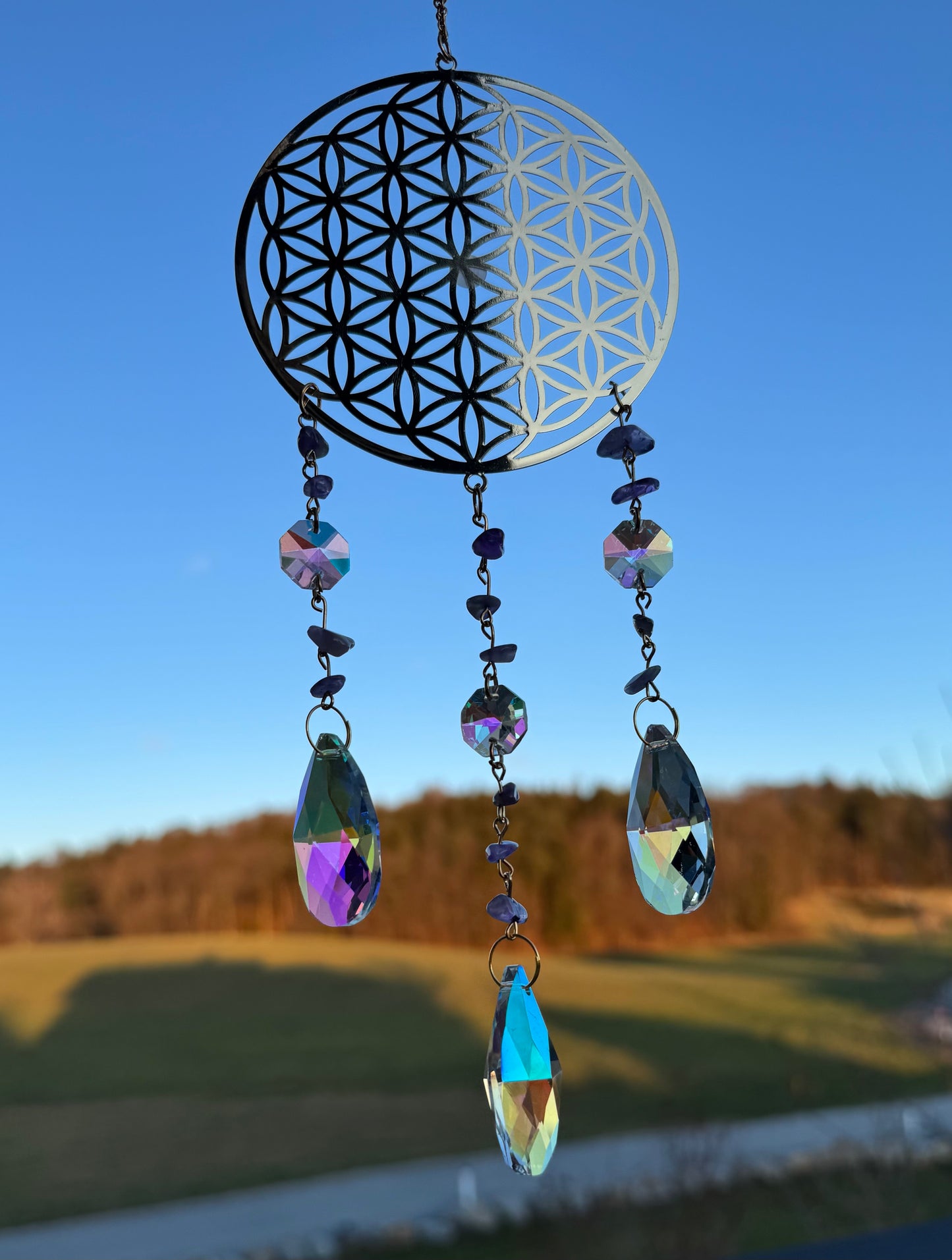 Blume des Lebens Sonnenfänger Amethyst