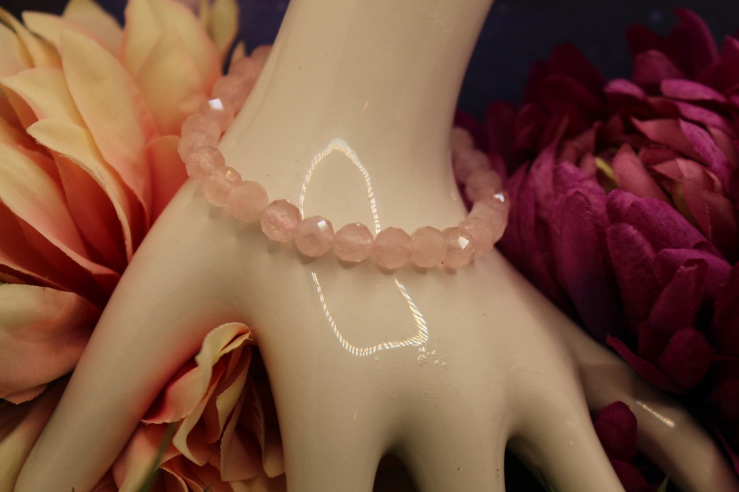 Rosenquarz Armband (facettiert)