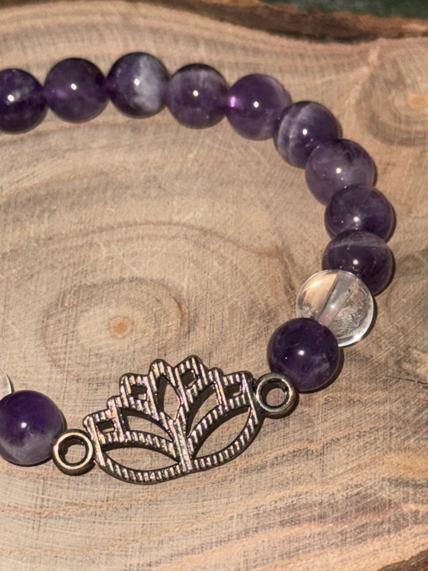 Amethyst - Bergkristall Lotus Blume Armband
