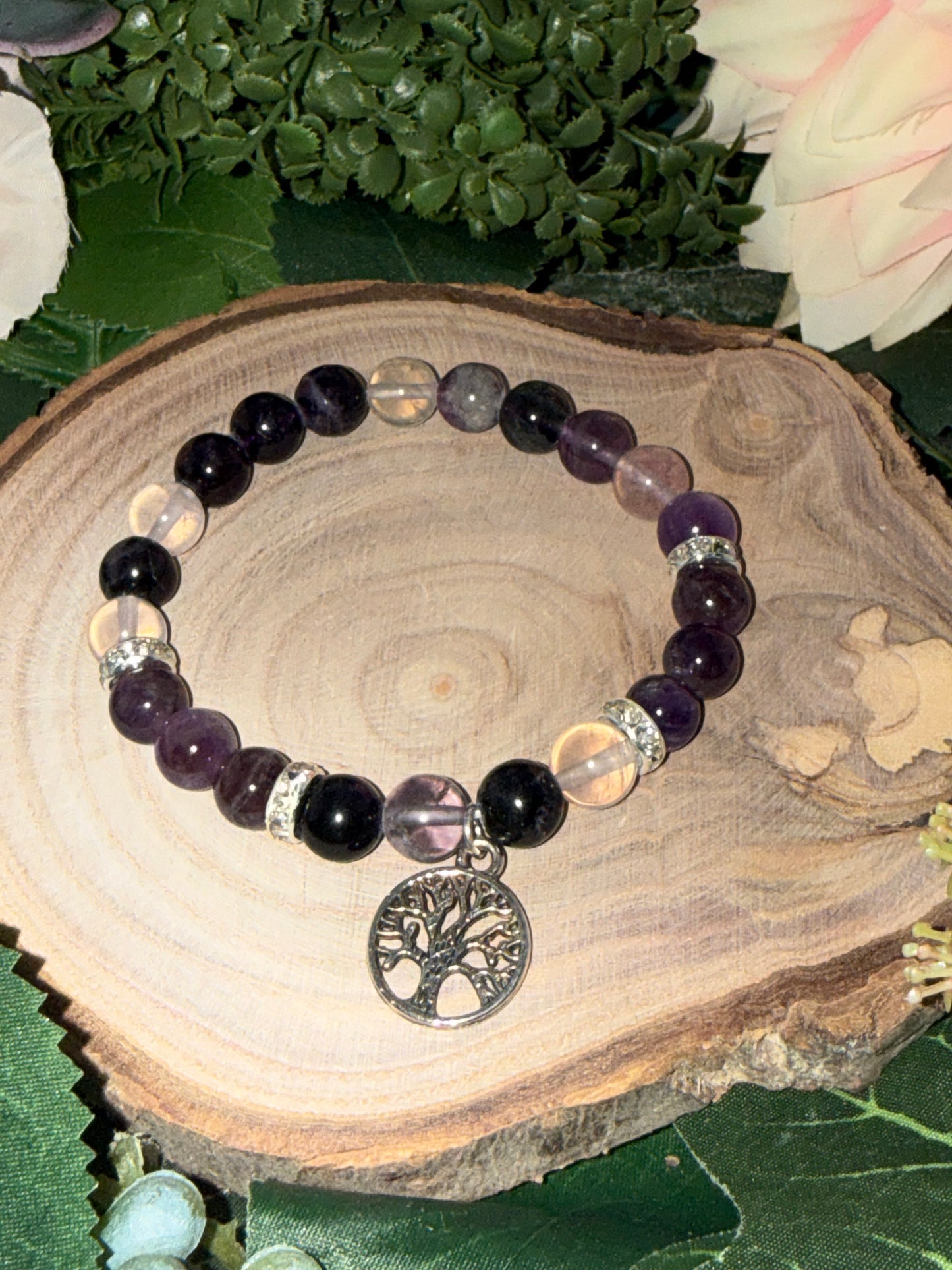 Amethyst - Fluorit Lebensbaum Armband